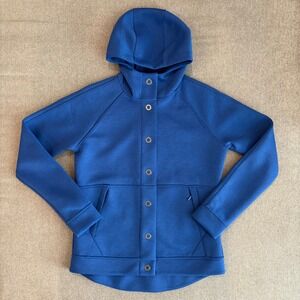 The‎ North Face Blue Light Jacket Women Sz M Snap Buttons Hood Hiking Outdoors